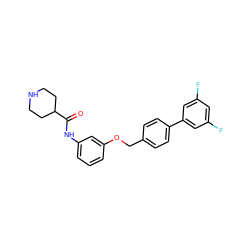 O=C(Nc1cccc(OCc2ccc(-c3cc(F)cc(F)c3)cc2)c1)C1CCNCC1 ZINC000040836290