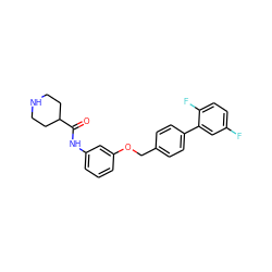 O=C(Nc1cccc(OCc2ccc(-c3cc(F)ccc3F)cc2)c1)C1CCNCC1 ZINC000040847982