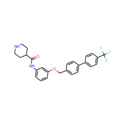 O=C(Nc1cccc(OCc2ccc(-c3ccc(C(F)(F)F)cc3)cc2)c1)C1CCNCC1 ZINC000040846432