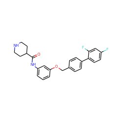 O=C(Nc1cccc(OCc2ccc(-c3ccc(F)cc3F)cc2)c1)C1CCNCC1 ZINC000040952351