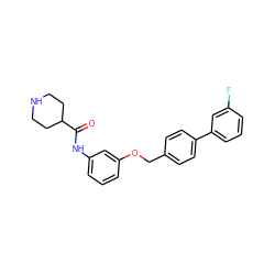 O=C(Nc1cccc(OCc2ccc(-c3cccc(F)c3)cc2)c1)C1CCNCC1 ZINC000040421872