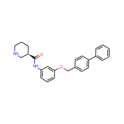 O=C(Nc1cccc(OCc2ccc(-c3ccccc3)cc2)c1)[C@@H]1CCCNC1 ZINC000042890250