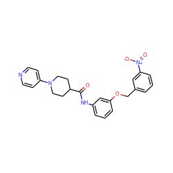 O=C(Nc1cccc(OCc2cccc([N+](=O)[O-])c2)c1)C1CCN(c2ccncc2)CC1 ZINC000096285759