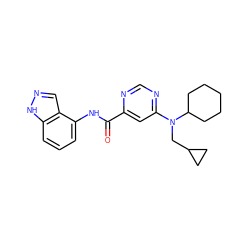 O=C(Nc1cccc2[nH]ncc12)c1cc(N(CC2CC2)C2CCCCC2)ncn1 ZINC000142387895