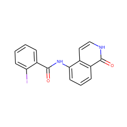 O=C(Nc1cccc2c(=O)[nH]ccc12)c1ccccc1I ZINC000071318072