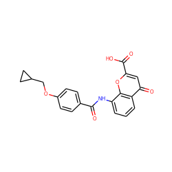 O=C(Nc1cccc2c(=O)cc(C(=O)O)oc12)c1ccc(OCC2CC2)cc1 ZINC000096283753