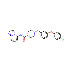 O=C(Nc1cccc2nccn12)N1CCN(Cc2cccc(Oc3ccc(Cl)cc3)c2)CC1 ZINC000068209113