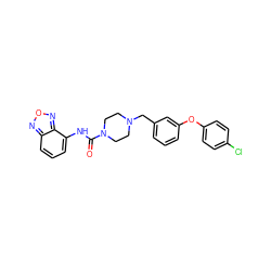 O=C(Nc1cccc2nonc12)N1CCN(Cc2cccc(Oc3ccc(Cl)cc3)c2)CC1 ZINC000095559486