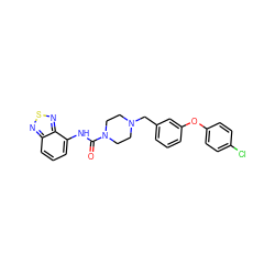 O=C(Nc1cccc2nsnc12)N1CCN(Cc2cccc(Oc3ccc(Cl)cc3)c2)CC1 ZINC000095558499