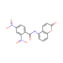 O=C(Nc1cccc2oc(=O)ccc12)c1ccc([N+](=O)[O-])cc1[N+](=O)[O-] ZINC000002067144