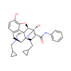 O=C(Nc1ccccc1)[C@@H]1N(CC2CC2)[C@@]23CC[C@]1(O)[C@@H]1Oc4c(O)ccc5c4[C@@]12CCN(CC1CC1)[C@@H]3C5 ZINC000096924004