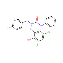 O=C(Nc1ccccc1)N(Cc1ccc(F)cc1)Cc1cc(Cl)cc(Cl)c1O ZINC000045336324