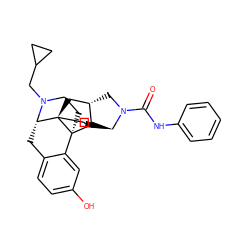 O=C(Nc1ccccc1)N1C[C@H]2C[C@@]34CC[C@H]1[C@H]2[C@]31CCN(CC2CC2)[C@H]4Cc2ccc(O)cc21 ZINC001772647241