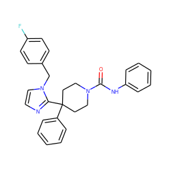 O=C(Nc1ccccc1)N1CCC(c2ccccc2)(c2nccn2Cc2ccc(F)cc2)CC1 ZINC000087657508