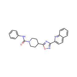 O=C(Nc1ccccc1)N1CCC(c2nc(-c3ccc4ccccc4n3)no2)CC1 ZINC000072179322