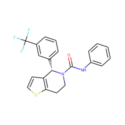 O=C(Nc1ccccc1)N1CCc2sccc2[C@@H]1c1cccc(C(F)(F)F)c1 ZINC000084653307