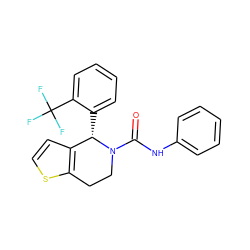 O=C(Nc1ccccc1)N1CCc2sccc2[C@@H]1c1ccccc1C(F)(F)F ZINC000084653305