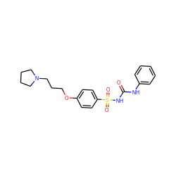 O=C(Nc1ccccc1)NS(=O)(=O)c1ccc(OCCCN2CCCC2)cc1 ZINC000084635199