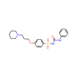 O=C(Nc1ccccc1)NS(=O)(=O)c1ccc(OCCCN2CCCCC2)cc1 ZINC000084616566