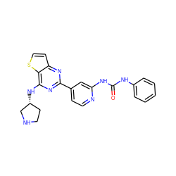 O=C(Nc1ccccc1)Nc1cc(-c2nc(N[C@@H]3CCNC3)c3sccc3n2)ccn1 ZINC000148994293