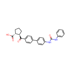 O=C(Nc1ccccc1)Nc1ccc(-c2ccc(C(=O)[C@@H]3CCC[C@H]3C(=O)O)cc2)cc1 ZINC000014974393