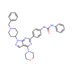 O=C(Nc1ccccc1)Nc1ccc(-c2nc(N3CCOCC3)c3cnn(C4CCN(Cc5ccccc5)CC4)c3n2)cc1 ZINC000049802303