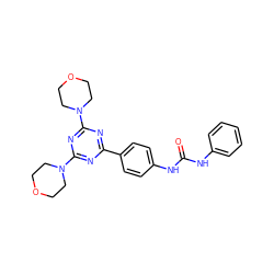 O=C(Nc1ccccc1)Nc1ccc(-c2nc(N3CCOCC3)nc(N3CCOCC3)n2)cc1 ZINC000045388699