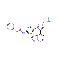 O=C(Nc1ccccc1)Nc1ccc(-c2nn(CC(F)(F)F)cc2-c2ccnc3[nH]ccc23)cc1 ZINC000049784104