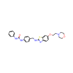 O=C(Nc1ccccc1)Nc1ccc(CNc2nc3ccc(OCCN4CCOCC4)cc3s2)cc1 ZINC001772623729