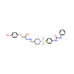 O=C(Nc1ccccc1)Nc1ccc(S(=O)(=O)N2CCC(CNC[C@H](O)COc3ccc(O)cc3)CC2)cc1 ZINC000026749812