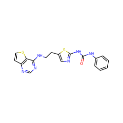 O=C(Nc1ccccc1)Nc1ncc(CCNc2ncnc3ccsc23)s1 ZINC000040898285