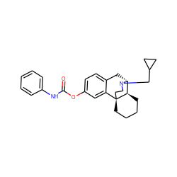 O=C(Nc1ccccc1)Oc1ccc2c(c1)[C@@]13CCCC[C@@H]1[C@@H](C2)N(CC1CC1)CC3 ZINC000036221687