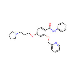 O=C(Nc1ccccc1)c1ccc(OCCCN2CCCC2)cc1OCc1ccccn1 ZINC000072142763