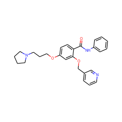 O=C(Nc1ccccc1)c1ccc(OCCCN2CCCC2)cc1OCc1cccnc1 ZINC000072179550