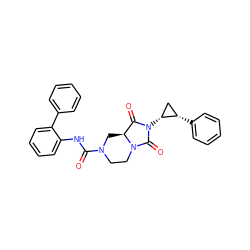 O=C(Nc1ccccc1-c1ccccc1)N1CCN2C(=O)N([C@@H]3C[C@@H]3c3ccccc3)C(=O)[C@@H]2C1 ZINC000072108080