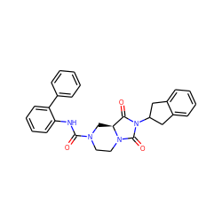 O=C(Nc1ccccc1-c1ccccc1)N1CCN2C(=O)N(C3Cc4ccccc4C3)C(=O)[C@@H]2C1 ZINC000072175202