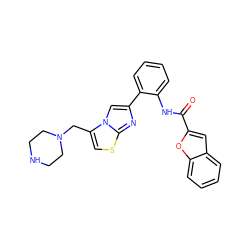 O=C(Nc1ccccc1-c1cn2c(CN3CCNCC3)csc2n1)c1cc2ccccc2o1 ZINC000042891364