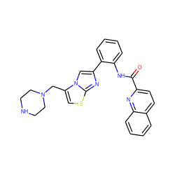 O=C(Nc1ccccc1-c1cn2c(CN3CCNCC3)csc2n1)c1ccc2ccccc2n1 ZINC000040423999