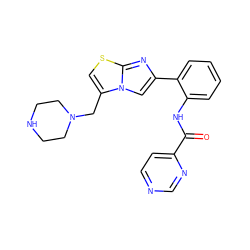 O=C(Nc1ccccc1-c1cn2c(CN3CCNCC3)csc2n1)c1ccncn1 ZINC000095591694