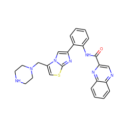 O=C(Nc1ccccc1-c1cn2c(CN3CCNCC3)csc2n1)c1cnc2ccccc2n1 ZINC000029043612