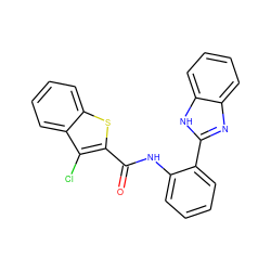 O=C(Nc1ccccc1-c1nc2ccccc2[nH]1)c1sc2ccccc2c1Cl ZINC000004032233