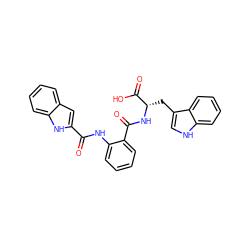 O=C(Nc1ccccc1C(=O)N[C@@H](Cc1c[nH]c2ccccc12)C(=O)O)c1cc2ccccc2[nH]1 ZINC000040894583