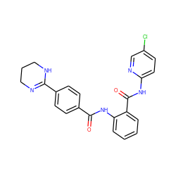 O=C(Nc1ccccc1C(=O)Nc1ccc(Cl)cn1)c1ccc(C2=NCCCN2)cc1 ZINC000040893434