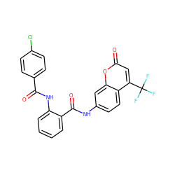 O=C(Nc1ccccc1C(=O)Nc1ccc2c(C(F)(F)F)cc(=O)oc2c1)c1ccc(Cl)cc1 ZINC001772585037