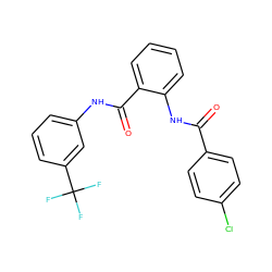 O=C(Nc1ccccc1C(=O)Nc1cccc(C(F)(F)F)c1)c1ccc(Cl)cc1 ZINC000224947911