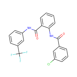 O=C(Nc1ccccc1C(=O)Nc1cccc(C(F)(F)F)c1)c1cccc(Cl)c1 ZINC000001140889