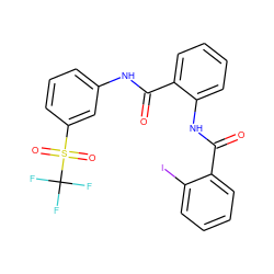 O=C(Nc1ccccc1C(=O)Nc1cccc(S(=O)(=O)C(F)(F)F)c1)c1ccccc1I ZINC000224880984