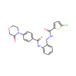 O=C(Nc1ccccc1CNC(=O)c1ccc(Cl)s1)c1ccc(N2CCOCC2=O)cc1 ZINC000066076160