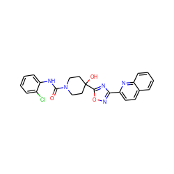 O=C(Nc1ccccc1Cl)N1CCC(O)(c2nc(-c3ccc4ccccc4n3)no2)CC1 ZINC000072180376