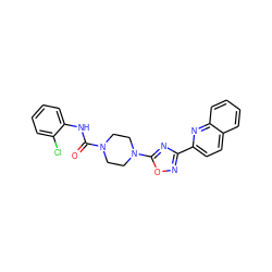 O=C(Nc1ccccc1Cl)N1CCN(c2nc(-c3ccc4ccccc4n3)no2)CC1 ZINC000072179602